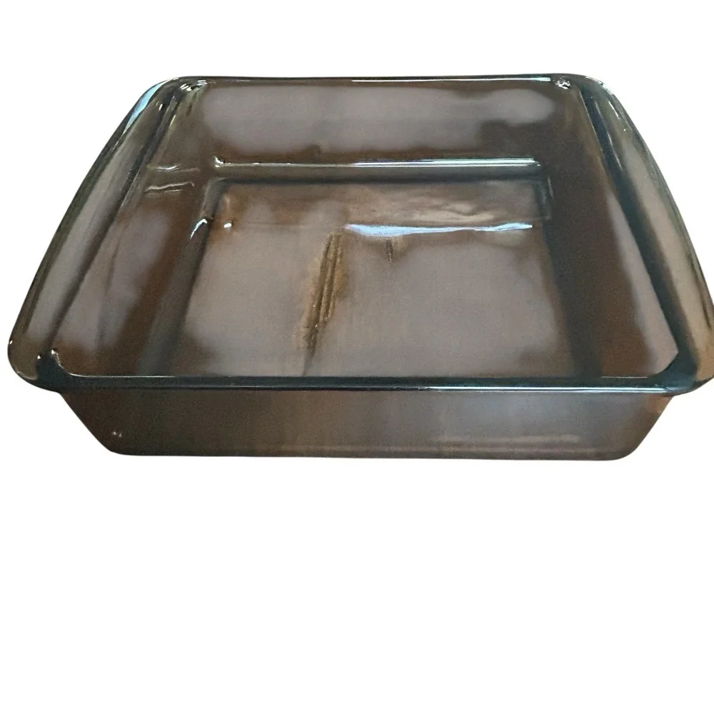Vintage Pyrex 222 Amber‎ Baking Dish W Metal Fruit Server